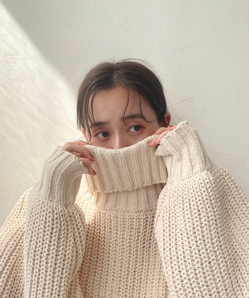 CLEIO（クレイオ）の「【CLEIO】モールヤーンタートルネックニット（ニット/セーター・レディース・ブラック/ピンク/ライトグリーン/アイボリー・FREE）」の13枚目の写真