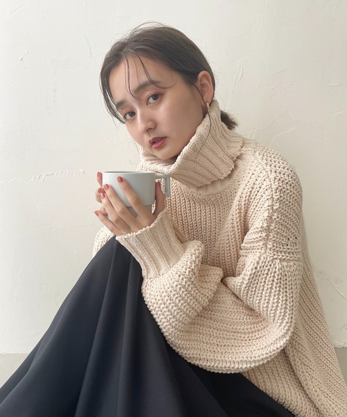 CLEIO（クレイオ）の「【CLEIO】モールヤーンタートルネックニット（ニット/セーター・レディース・ブラック/ピンク/ライトグリーン/アイボリー・FREE）」の20枚目の写真