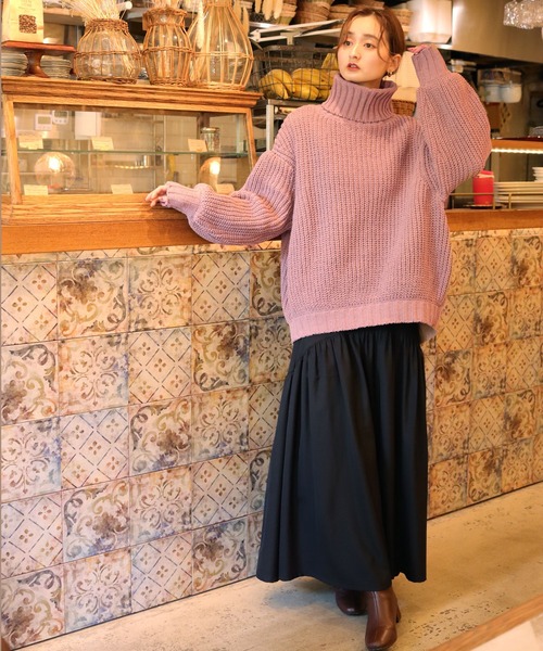 CLEIO（クレイオ）の「【CLEIO】モールヤーンタートルネックニット（ニット/セーター・レディース・ブラック/ピンク/ライトグリーン/アイボリー・FREE）」の11枚目の写真