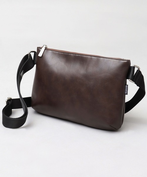 REGiSTA（レジスタ）の「スプリットレザー（牛床革） 横型 サコッシュ ミニショルダーバッグ（ショルダーバッグ・メンズ・ブラック/ダークブラウン/ネイビー/グレー・FREE）」の11枚目の写真