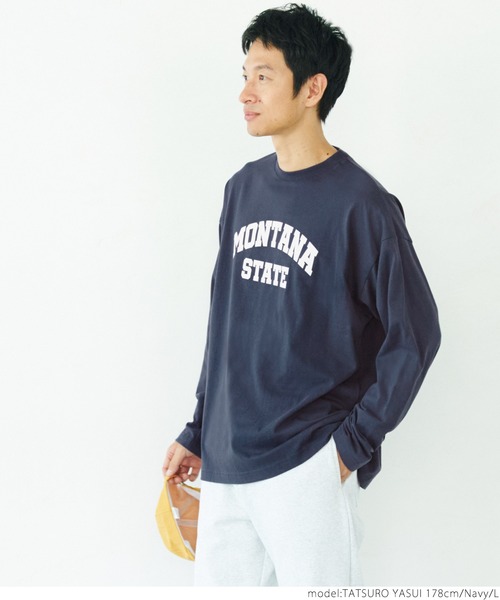 coca（coca）（コカ）の「メンズカレッジロゴロンT（Tシャツ/カットソー・メンズ・ネイビー/ホワイト/ブラック/ダークグリーン・M/L）」の8枚目の写真