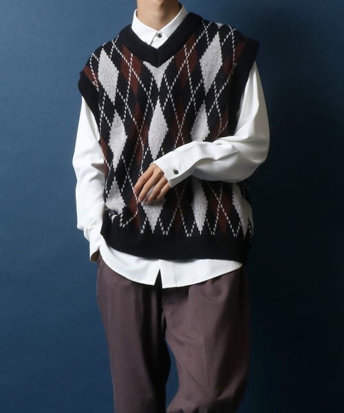 ANPAS（アンパス）の「Total Pattern Knit Vest/総柄 ニットルーズベスト（ベスト・メンズ・レッド系その他/ブラック系その他3/ブラック系その他/ブラック系その他2/ブラウン系その他/グリーン系その他・LL/M/L）」の13枚目の写真