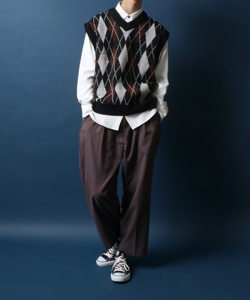 ANPAS（アンパス）の「Total Pattern Knit Vest/総柄 ニットルーズベスト（ベスト・メンズ・レッド系その他/ブラック系その他3/ブラック系その他/ブラック系その他2/ブラウン系その他/グリーン系その他・LL/M/L）」の7枚目の写真