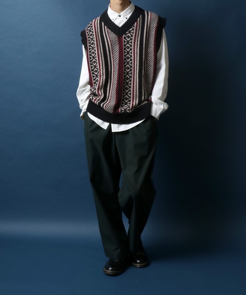 ANPAS（アンパス）の「Total Pattern Knit Vest/総柄 ニットルーズベスト（ベスト・メンズ・レッド系その他/ブラック系その他3/ブラック系その他/ブラック系その他2/ブラウン系その他/グリーン系その他・LL/M/L）」の11枚目の写真