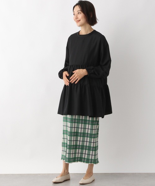 LEPSIM（レプシィム）の「マタニティ／プリーツチェックスカート　347127（マタニティウェア/グッズ・レディース・グレー/ブラック/グリーン・FREE）」の6枚目の写真