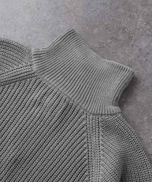 MONO-MART（モノマート）の「ハーフジップ畦編みビッグシルエットラグランプルオーバーニット（ニット/セーター・メンズ・アイボリー/ダークグリーン/モカ/ブラック/グリーン/ライトグレー/ダークネイビー・M/L）」の19枚目の写真