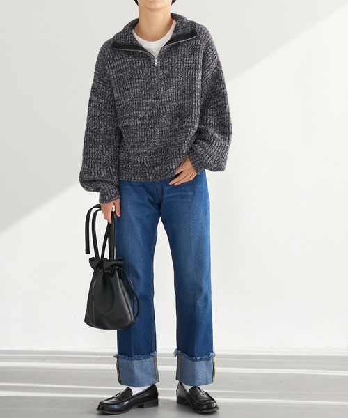 Chaco closet（チャコ クローゼット）の「片畦モヘアライクハーフジップニットプルオーバー（ニット/セーター・レディース・イエロー/ピンク/ライム/アイボリー/ブラック/グレー/ブルー・FREE）」の17枚目の写真