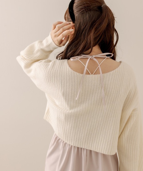 OLIVE des OLIVE(オリーブデオリーブ)の「ニット×キャミソールワンピセット(ワンピース・レディース・ブラック/ブラウン/オフホワイト/ミント・FREE)」の5枚目の写真