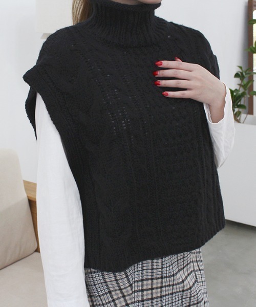 MODE ROBE(モードローブ)の「ケーブルニットベスト(ベスト・レディース・ブラック/カーキ/アイボリー・FREE)」の20枚目の写真