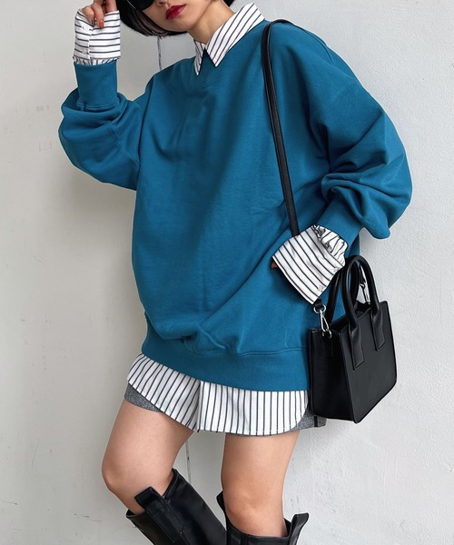 PAGEBOY（ページボーイ）の「WEB限定アイテム / BIGシルエット裏毛プルオーバー（スウェット・レディース・ブラック/ピンク/ブルー/グリーン/オートミール・FREE）」の7枚目の写真