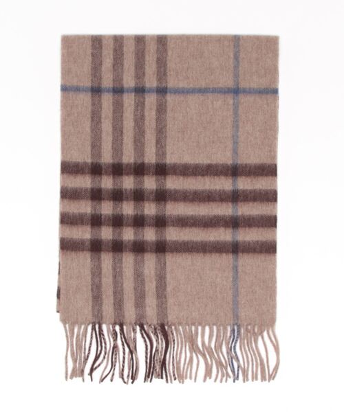 Cheek（チーク）の「チェックマフラー（マフラー・レディース・ブラウン/オフホワイト/チャコールグレー・FREE）」の7枚目の写真