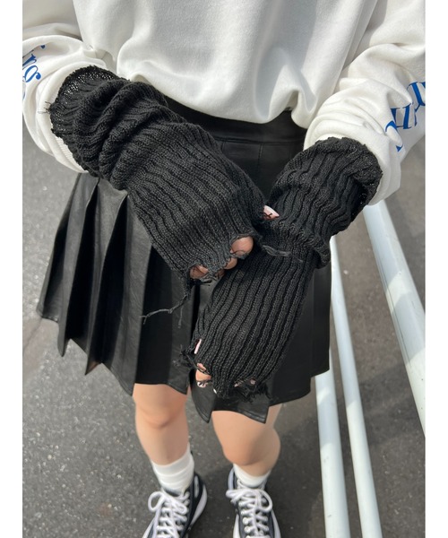 WC(ダブル シー)の「ダメージアームカバー(アームカバー・レディース・ホワイト/ブラック・FREE)」の8枚目の写真