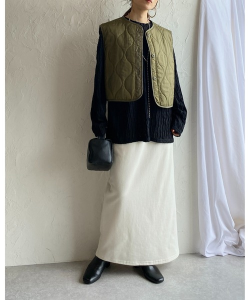 She's Closet(シーズクローゼット)の「2WAYホックデザインロングナロースウェットスカート(スカート・レディース・ブラック/ブラウン/グリーン/アイボリー・FREE)」の7枚目の写真