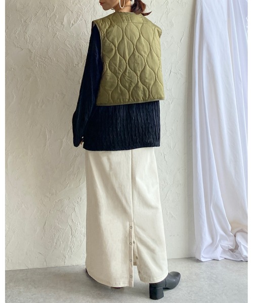 She's Closet(シーズクローゼット)の「2WAYホックデザインロングナロースウェットスカート(スカート・レディース・ブラック/ブラウン/グリーン/アイボリー・FREE)」の13枚目の写真