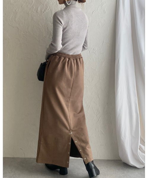 She's Closet(シーズクローゼット)の「2WAYホックデザインロングナロースウェットスカート(スカート・レディース・ブラック/ブラウン/グリーン/アイボリー・FREE)」の14枚目の写真