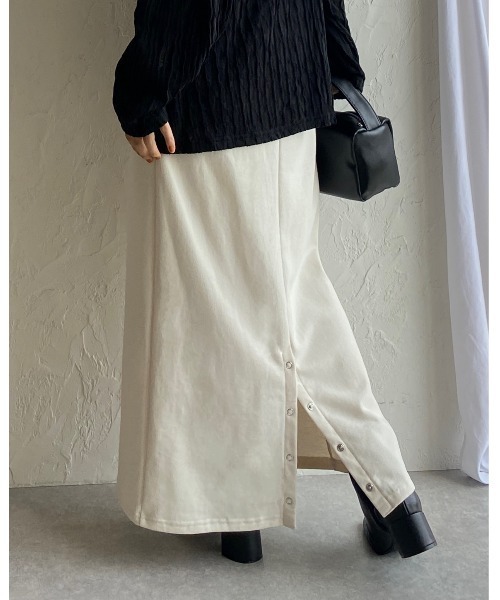 She's Closet(シーズクローゼット)の「2WAYホックデザインロングナロースウェットスカート(スカート・レディース・ブラック/ブラウン/グリーン/アイボリー・FREE)」の18枚目の写真