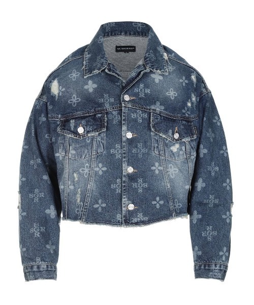 SURGERY（サージェリー）の「韓国ブランド SURGERY サージェリー surgery monogram clover trucker denim jacket オーバーサイズ デニムジャケット デニムセットアップ モノグラム（デニムジャケット・メンズ・ブルー/ブラック・M）」の9枚目の写真