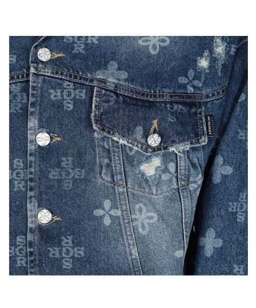 SURGERY（サージェリー）の「韓国ブランド SURGERY サージェリー surgery monogram clover trucker denim jacket オーバーサイズ デニムジャケット デニムセットアップ モノグラム（デニムジャケット・メンズ・ブルー/ブラック・M）」の22枚目の写真