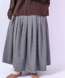 ubasoku（ウバソク）の「ubasoku ウール混 裏付タックギャザースカート（スカート）」