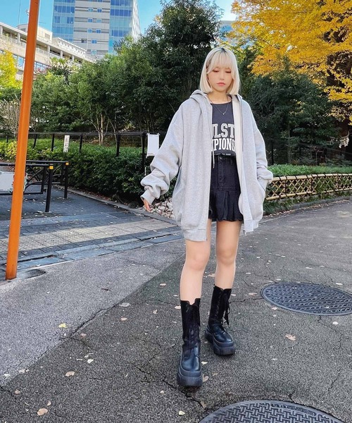 Figments（フィグメンツ）の「裏起毛ビッグZIPパーカー（パーカー・レディース・ネイビー/ライトグレー/ブラック/杢グレー・LARGE/X-LARGE）」の14枚目の写真