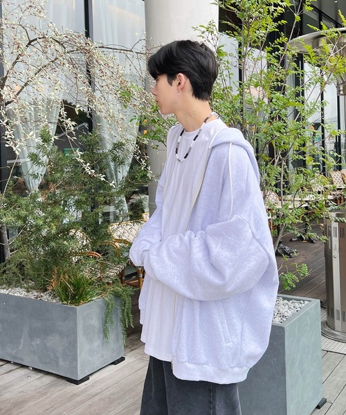 Figments（フィグメンツ）の「裏起毛ビッグZIPパーカー（パーカー・レディース・ネイビー/ライトグレー/ブラック/杢グレー・LARGE/X-LARGE）」の21枚目の写真