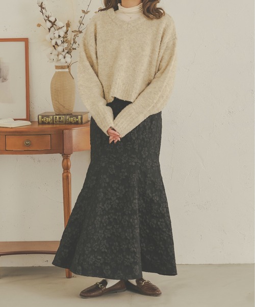 Ambre Neige（アンブルネージュ）の「着映えスカート。花柄ジャガードマーメイドスカート／【WEB/EC限定商品】（スカート・レディース・ブラック/ライトグリーン/ベージュ・MEDIUM/SMALL）」の16枚目の写真