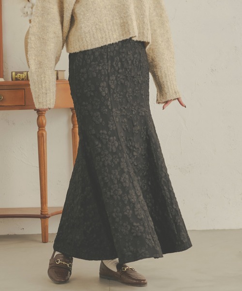 Ambre Neige（アンブルネージュ）の「着映えスカート。花柄ジャガードマーメイドスカート／【WEB/EC限定商品】（スカート・レディース・ブラック/ライトグリーン/ベージュ・MEDIUM/SMALL）」の12枚目の写真
