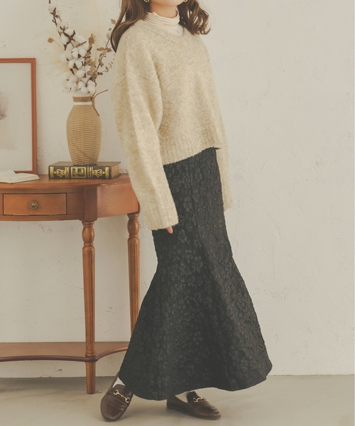 Ambre Neige（アンブルネージュ）の「着映えスカート。花柄ジャガードマーメイドスカート／【WEB/EC限定商品】（スカート・レディース・ブラック/ライトグリーン/ベージュ・MEDIUM/SMALL）」の15枚目の写真
