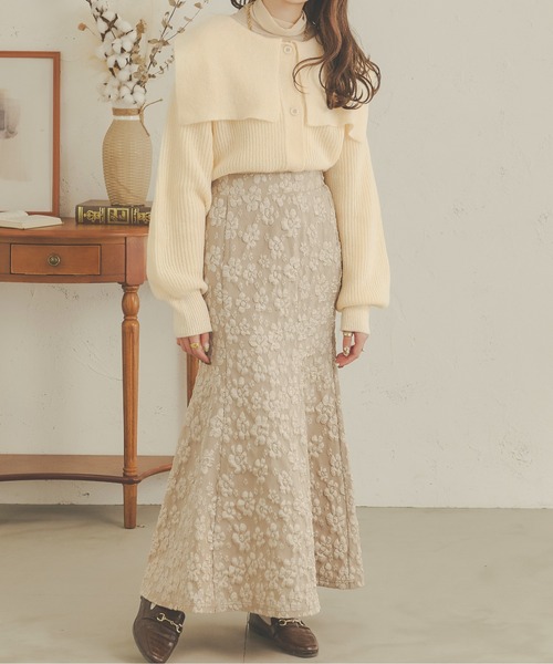 Ambre Neige（アンブルネージュ）の「着映えスカート。花柄ジャガードマーメイドスカート／【WEB/EC限定商品】（スカート・レディース・ブラック/ライトグリーン/ベージュ・MEDIUM/SMALL）」の10枚目の写真