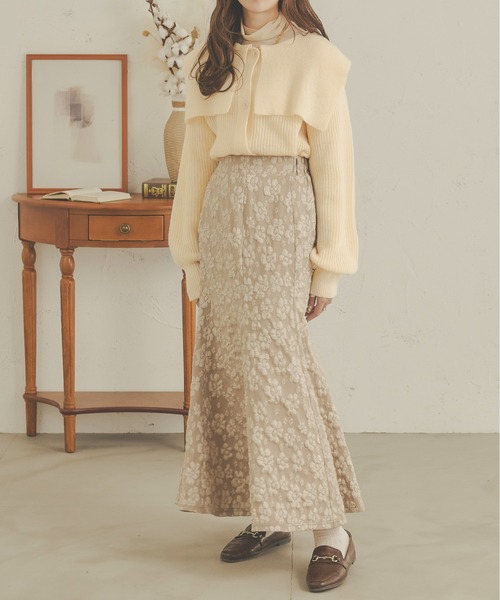 Ambre Neige（アンブルネージュ）の「着映えスカート。花柄ジャガードマーメイドスカート／【WEB/EC限定商品】（スカート・レディース・ブラック/ライトグリーン/ベージュ・MEDIUM/SMALL）」の11枚目の写真