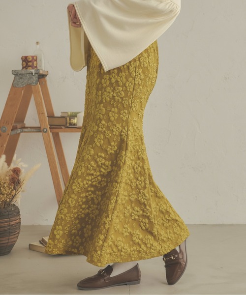 Ambre Neige（アンブルネージュ）の「着映えスカート。花柄ジャガードマーメイドスカート／【WEB/EC限定商品】（スカート・レディース・ブラック/ライトグリーン/ベージュ・MEDIUM/SMALL）」の18枚目の写真