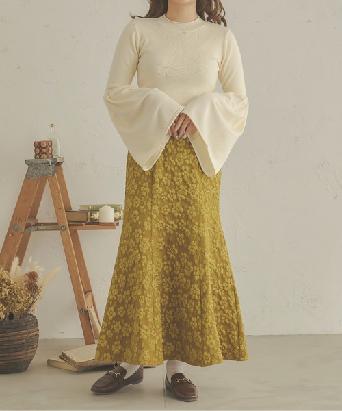 Ambre Neige（アンブルネージュ）の「着映えスカート。花柄ジャガードマーメイドスカート／【WEB/EC限定商品】（スカート・レディース・ブラック/ライトグリーン/ベージュ・MEDIUM/SMALL）」の20枚目の写真