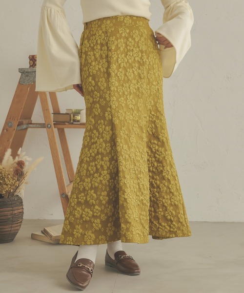 Ambre Neige（アンブルネージュ）の「着映えスカート。花柄ジャガードマーメイドスカート／【WEB/EC限定商品】（スカート・レディース・ブラック/ライトグリーン/ベージュ・MEDIUM/SMALL）」の6枚目の写真