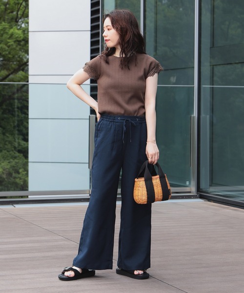 BEAMS HEART(ビームスハート)の「リネンライク イージーパンツ(その他パンツ・レディース・オリーブ/ホワイト系その他/ネイビー/グレー/ホワイト系その他7/インディゴブルー/グリーン系その他4・FREE)」の12枚目の写真