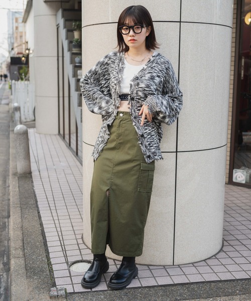 WEGO(ウィゴー)の「WEGO/ダメージミックスカラービッグカーディガン(カーディガン/ボレロ・レディース・パープル/ブルー/ブラック/グリーン・FREE)」の12枚目の写真