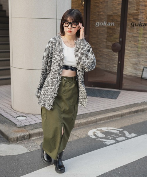 WEGO(ウィゴー)の「WEGO/ダメージミックスカラービッグカーディガン(カーディガン/ボレロ・レディース・パープル/ブルー/ブラック/グリーン・FREE)」の13枚目の写真