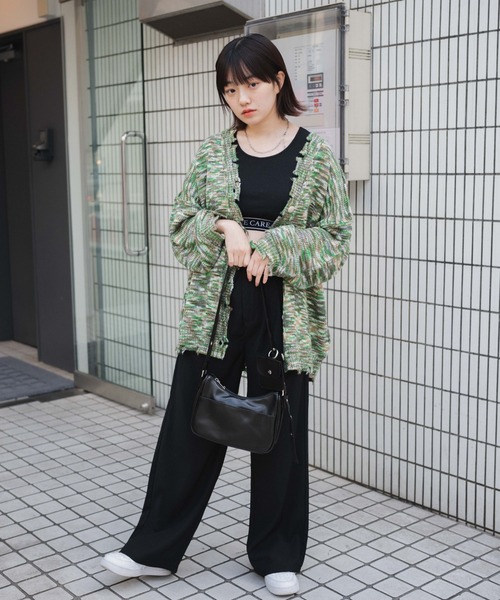 WEGO(ウィゴー)の「WEGO/ダメージミックスカラービッグカーディガン(カーディガン/ボレロ・レディース・パープル/ブルー/ブラック/グリーン・FREE)」の16枚目の写真