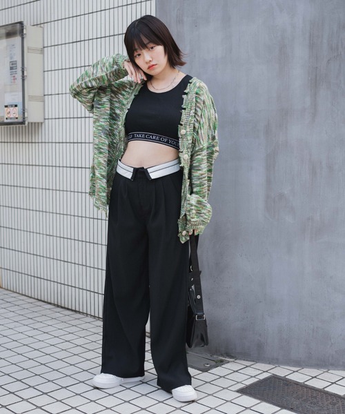 WEGO(ウィゴー)の「WEGO/ダメージミックスカラービッグカーディガン(カーディガン/ボレロ・レディース・パープル/ブルー/ブラック/グリーン・FREE)」の17枚目の写真