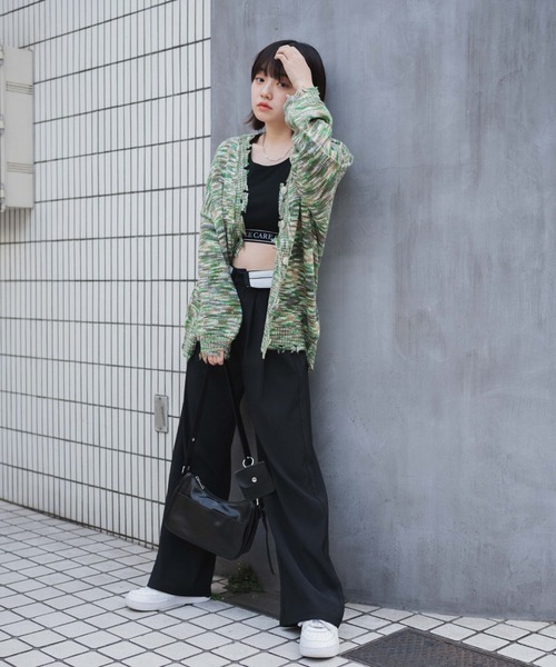 WEGO(ウィゴー)の「WEGO/ダメージミックスカラービッグカーディガン(カーディガン/ボレロ・レディース・パープル/ブルー/ブラック/グリーン・FREE)」の18枚目の写真