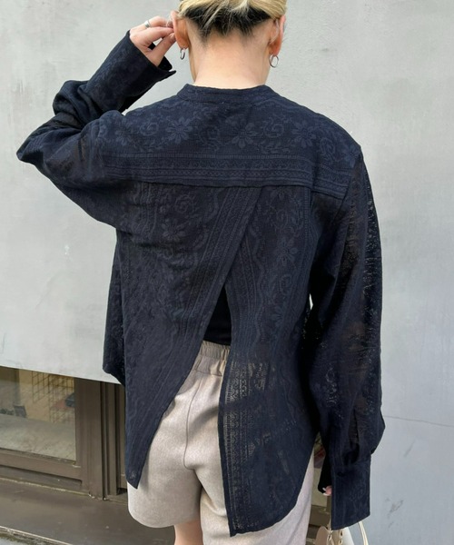 CIAOPANIC(チャオパニック)の「バックデザインレースバンドカラーシャツ(シャツ/ブラウス・レディース・ブラック/ホワイト・FREE)」の18枚目の写真