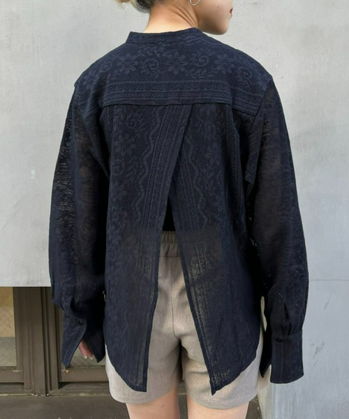 CIAOPANIC(チャオパニック)の「バックデザインレースバンドカラーシャツ(シャツ/ブラウス・レディース・ブラック/ホワイト・FREE)」の22枚目の写真