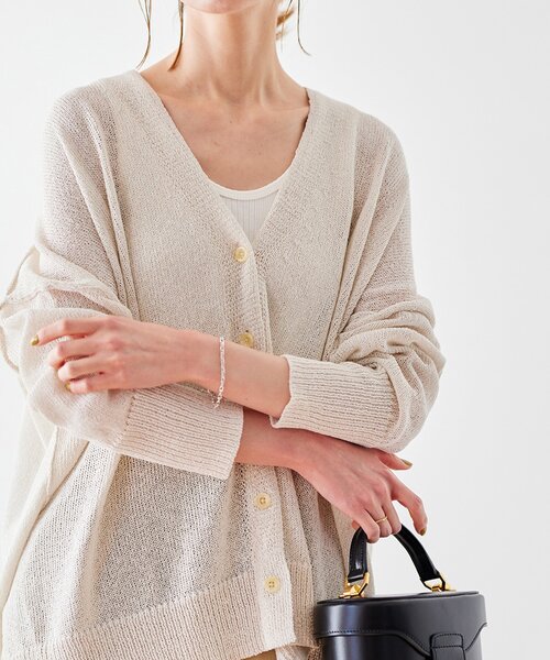 JOURNAL STANDARD（ジャーナルスタンダード）の「ペーパーヤーンVネックカーディガン（カーディガン/ボレロ・レディース・ブラック/アイボリー/ブルー・FREE）」の20枚目の写真