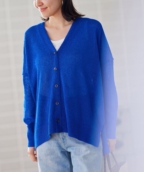 JOURNAL STANDARD（ジャーナルスタンダード）の「ペーパーヤーンVネックカーディガン（カーディガン/ボレロ・レディース・ブラック/アイボリー/ブルー・FREE）」の15枚目の写真