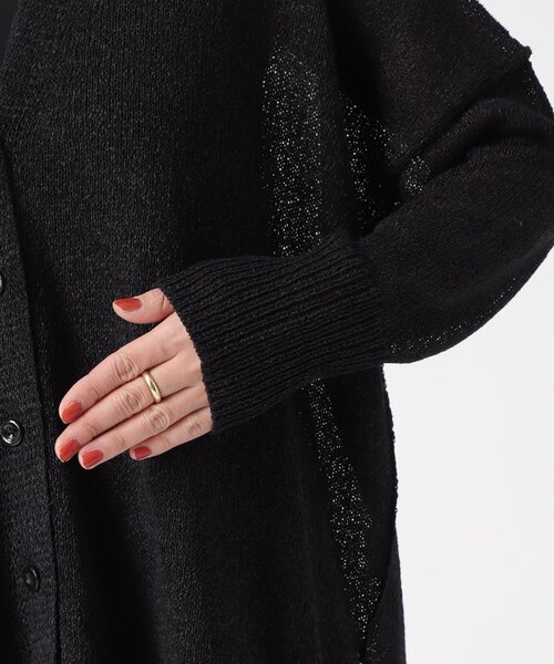 JOURNAL STANDARD（ジャーナルスタンダード）の「ペーパーヤーンVネックカーディガン（カーディガン/ボレロ・レディース・ブラック/アイボリー/ブルー・FREE）」の4枚目の写真