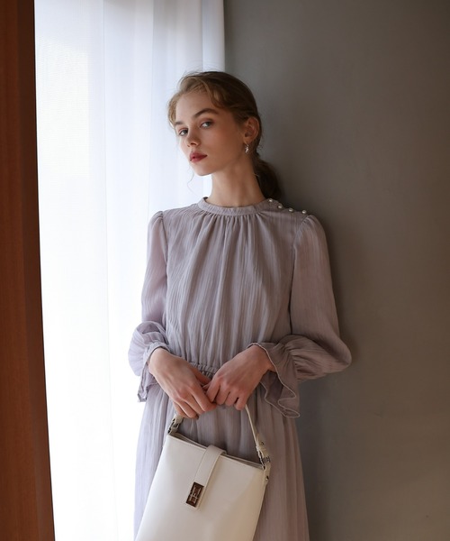 COLONY 2139（コロニートゥーワンスリーナイン）の「肩パールプリーツワンピース（ワンピース・レディース・ブラック/グレー/ライトグレー・FREE）」の8枚目の写真