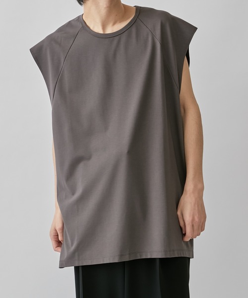 Lui's（ルイス）の「SHINE ノースリーブカットソー（Tシャツ/カットソー・メンズ・ホワイト/ブラック/チャコールグレー/グリーン・FREE）」の3枚目の写真