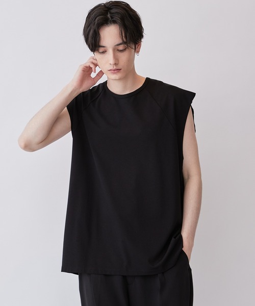 Lui's（ルイス）の「SHINE ノースリーブカットソー（Tシャツ/カットソー・メンズ・ホワイト/ブラック/チャコールグレー/グリーン・FREE）」の2枚目の写真