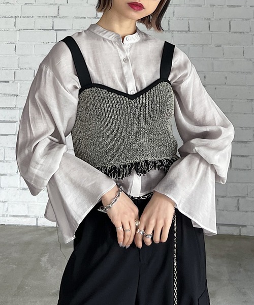 PAGEBOY(ページボーイ)の「WEB限定アイテム / ショートフレアスリーブブラウス(シャツ/ブラウス・レディース・ブラック/グレイッシュベージュ/オフホワイト/グリーン・FREE)」の19枚目の写真