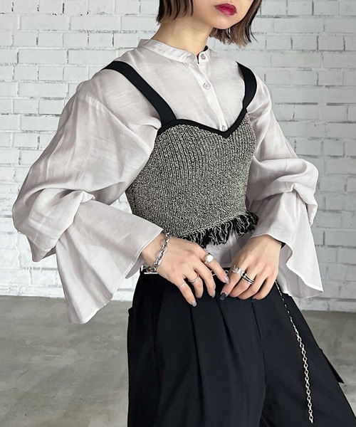 PAGEBOY(ページボーイ)の「WEB限定アイテム / ショートフレアスリーブブラウス(シャツ/ブラウス・レディース・ブラック/グレイッシュベージュ/オフホワイト/グリーン・FREE)」の20枚目の写真