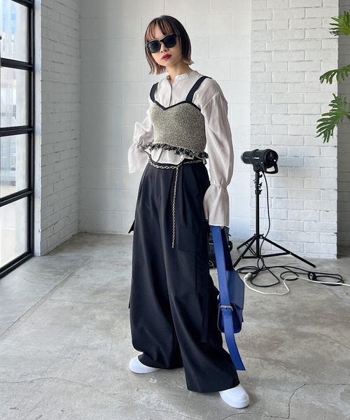 PAGEBOY(ページボーイ)の「WEB限定アイテム / ショートフレアスリーブブラウス(シャツ/ブラウス・レディース・ブラック/グレイッシュベージュ/オフホワイト/グリーン・FREE)」の21枚目の写真